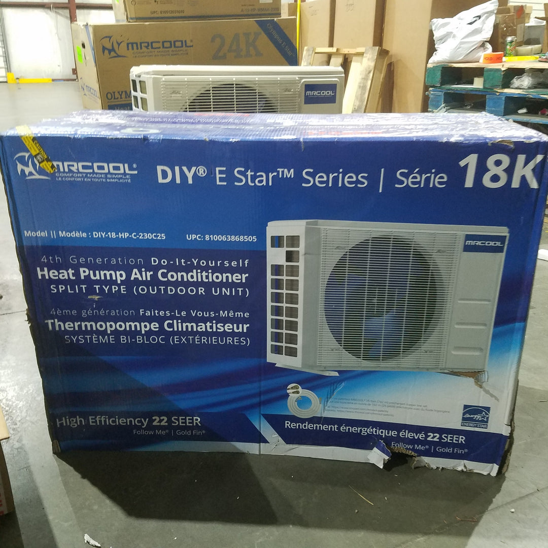 Grade A Open Box New 18k BTU 22 SEER MrCool DIY 4th Gen Ductless Mini Split Heat Pump – Wall Mount