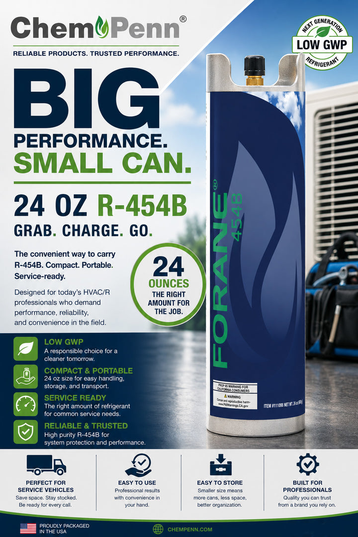 ChemPenn supplier graphic showing the 24 oz R-454B refrigerant can