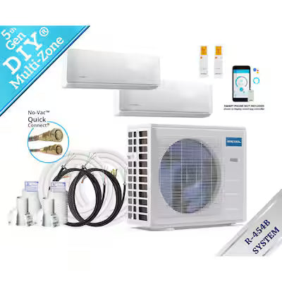 MRCOOL DIY 5th Gen 18k 2-Zone Mini Split Heat Pump. Easy DIY install, R-454B refrigerant. 9k + 9K