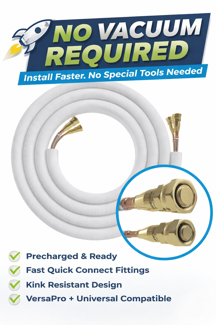 MRCOOL R-454B No-Vac Line Set – Precharged Quick Connect for VersaPro &amp; Universal Systems
