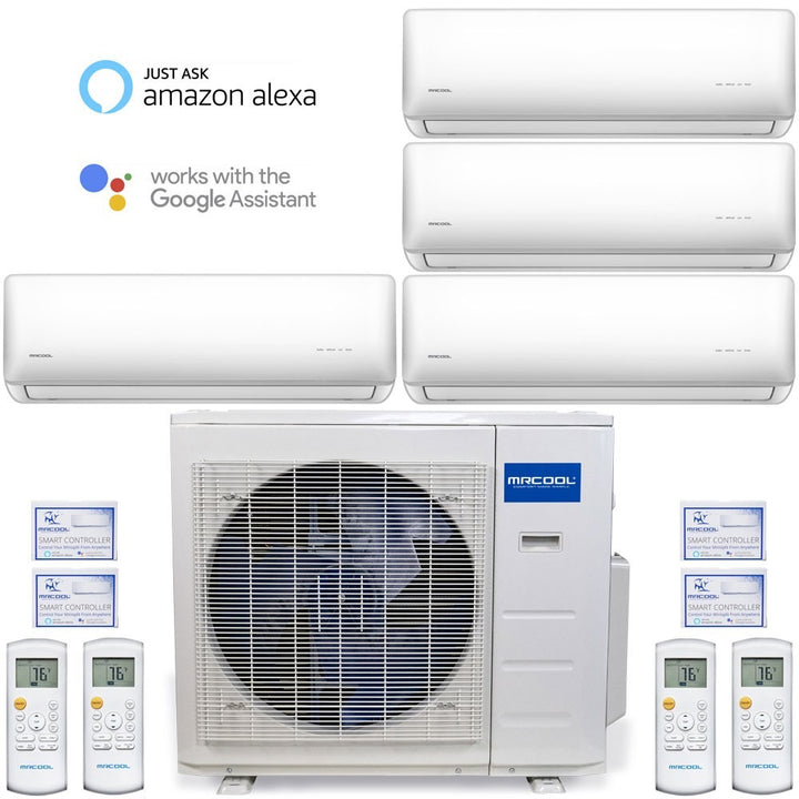 MULTIZONE (4 zone) 39k BTU 22.5 SEER MrCool Olympus Ductless Heat Pump Split System - 4 Zone Wall Mounted - 9k+9k+9k+12k