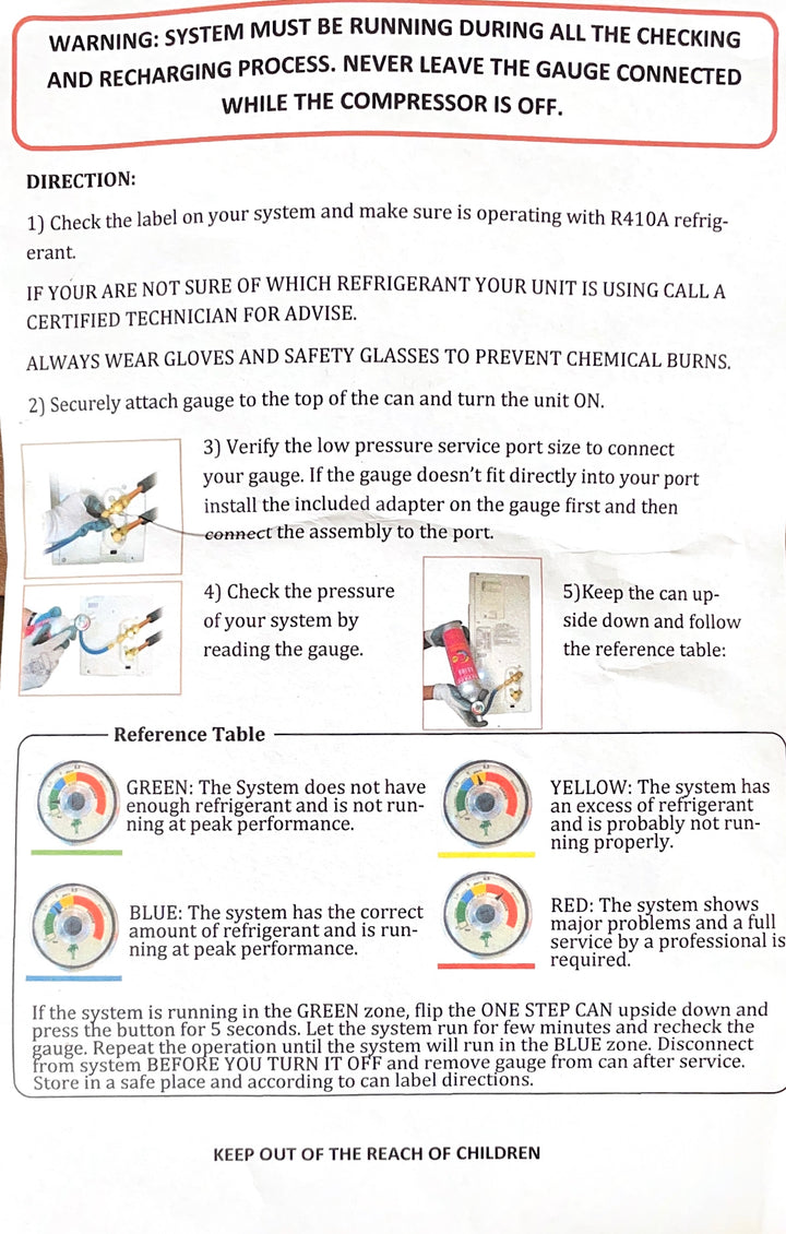 R410a Recharge Kit – 1.8 lb with Gauge &amp; Adapter | AC, Mini Split, Heat Pump Compatible | Ships In 24 hours or Same Day