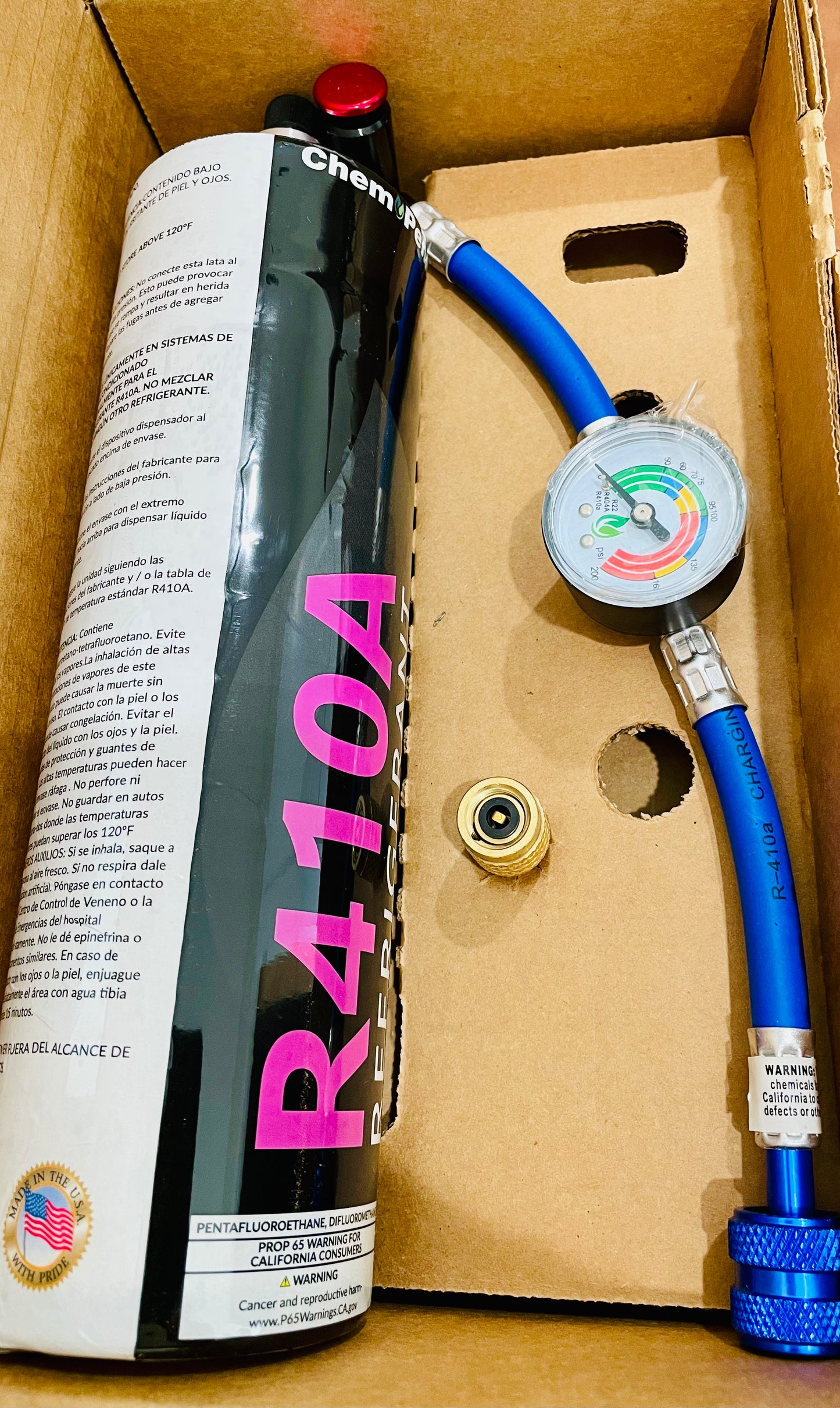 R410a Recharge Kit – 1.8 lb with Gauge & Adapter | AC, Mini Split, Heat Pump Compatible | Ships Same Day or Within 24 Hours